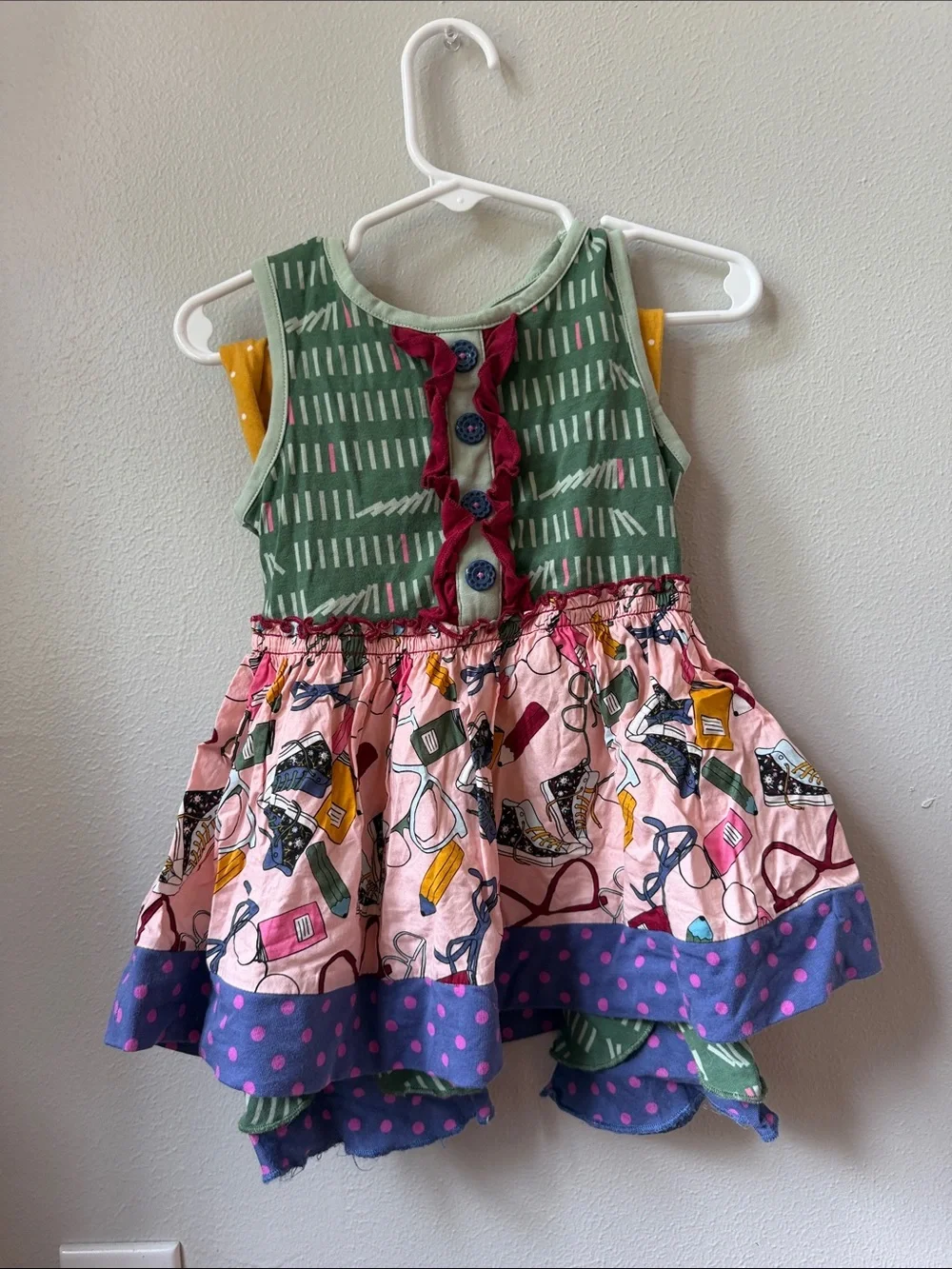 Matilda Jane Green Pink Purple Polka Dot Mixed Print Dress Set